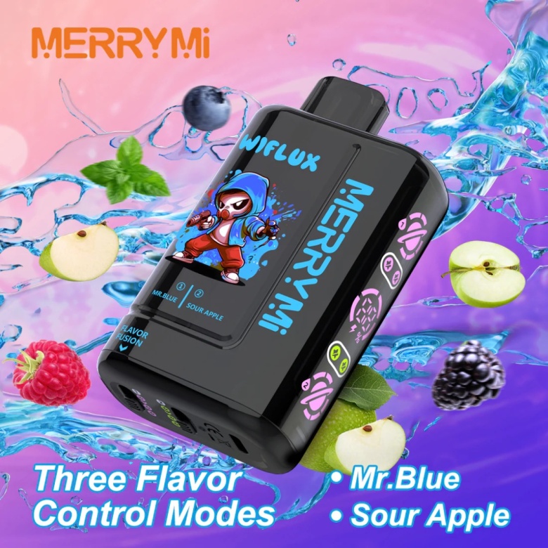 e-papieros-merrymi-24000-wiflux-mr-blue-sour-apple E-papieros MerryMI 24000 Wiflux Mr Blue/Sour Apple - Image 1